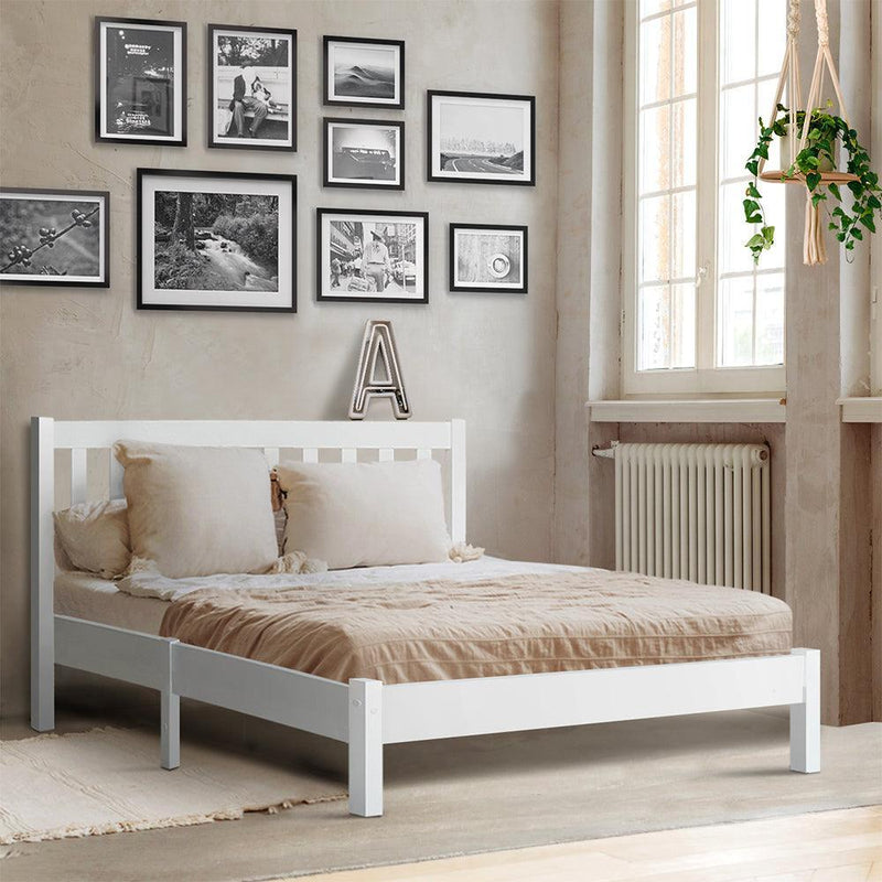 Artiss Double Full Size Wooden Bed Frame SOFIE Pine Timber Mattress Base Bedroom - John Cootes