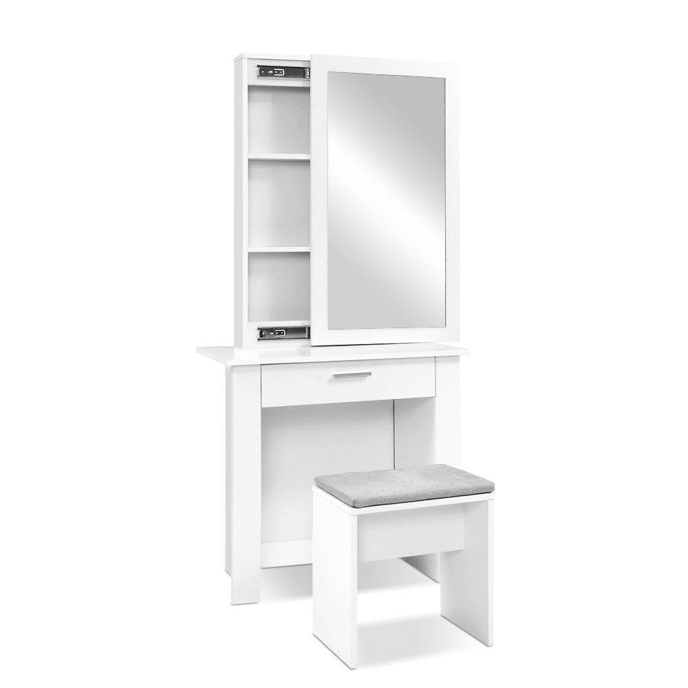 Artiss Dressing Table Mirror Stool Mirror Jewellery Cabinet Makeup Storage Desk - John Cootes