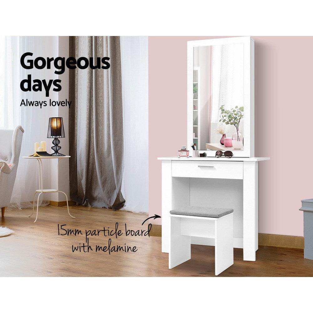 Artiss Dressing Table Mirror Stool Mirror Jewellery Cabinet Makeup Storage Desk - John Cootes