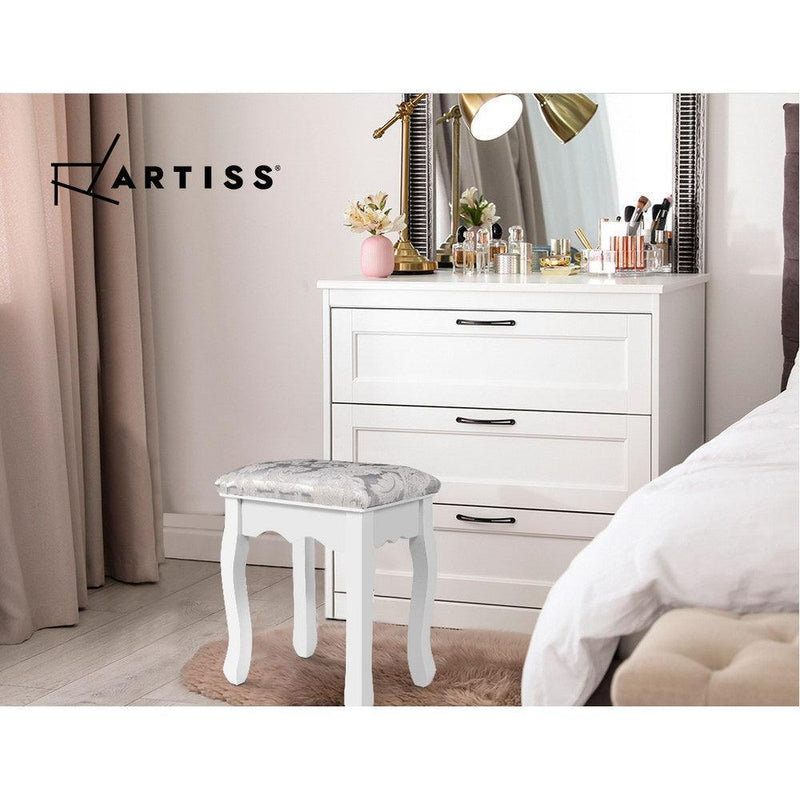 Artiss Dressing Table Stool Bedroom White Make Up Chair Fabric Furniture - John Cootes