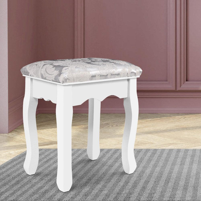 Artiss Dressing Table Stool Bedroom White Make Up Chair Fabric Furniture - John Cootes
