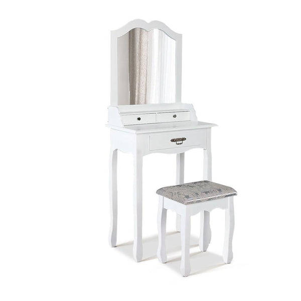Artiss Dressing Table Stool Mirror Drawer Makeup Jewellery Cabinet White Desk - John Cootes
