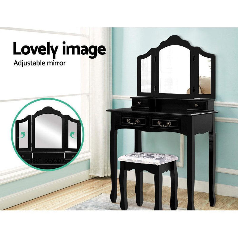 Artiss Dressing Table with Mirror - Black - John Cootes