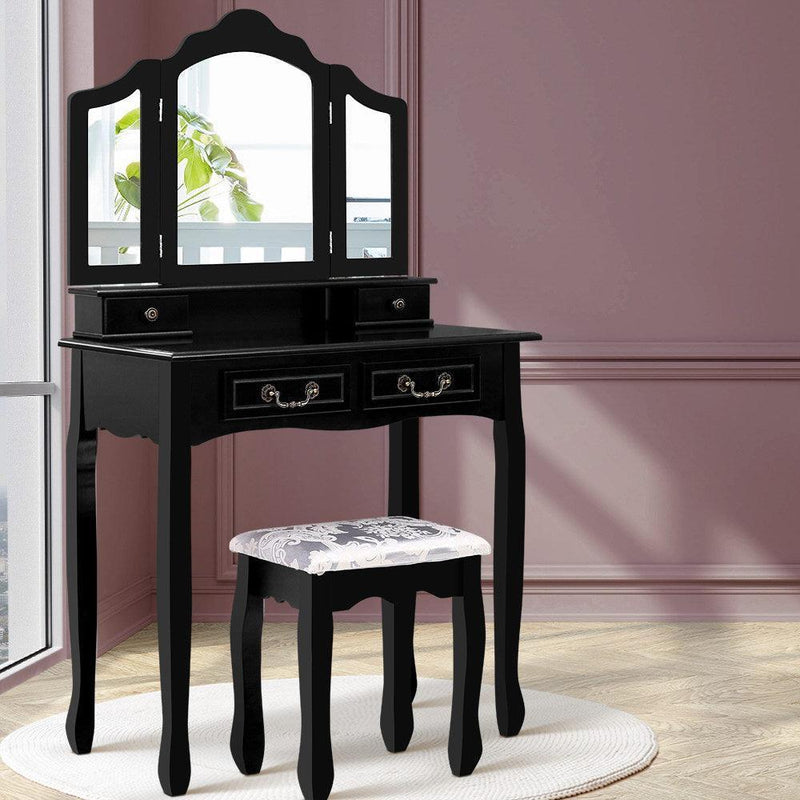 Artiss Dressing Table with Mirror - Black - John Cootes