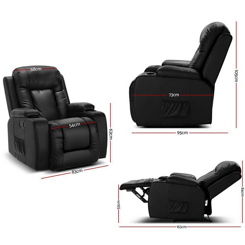 Artiss Electric Massage Chair Recliner Luxury Lounge Sofa Armchair Heat Leather - John Cootes