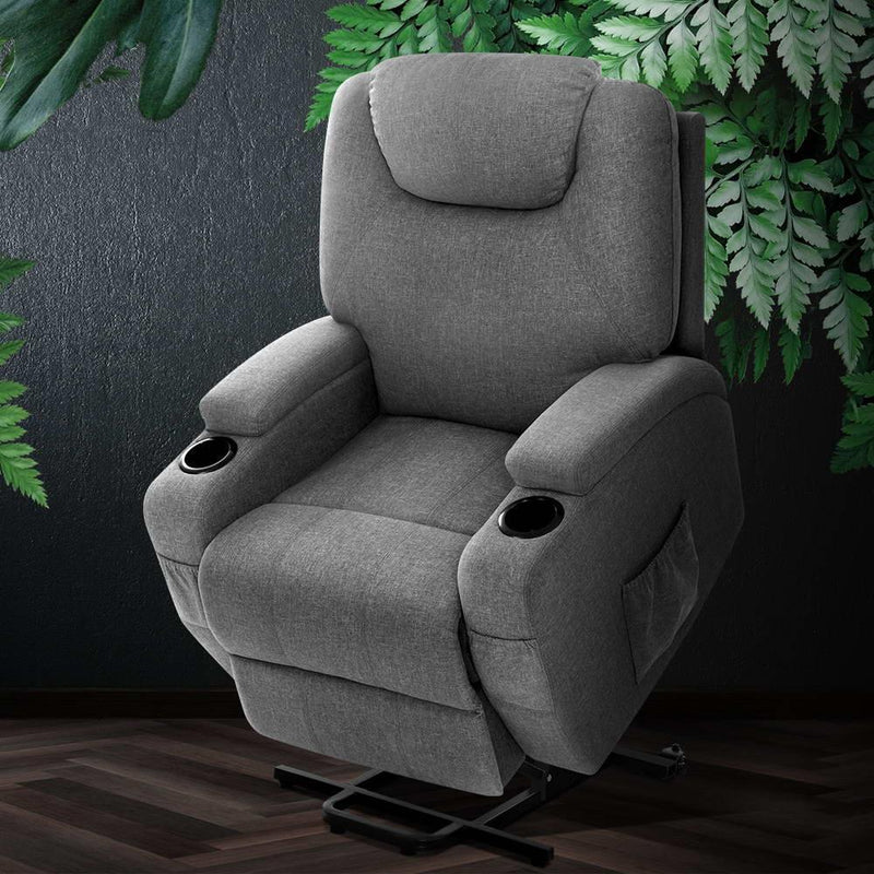 Artiss Electric Massage Chair Recliner Sofa Lift Motor Armchair Heating Fabric - John Cootes