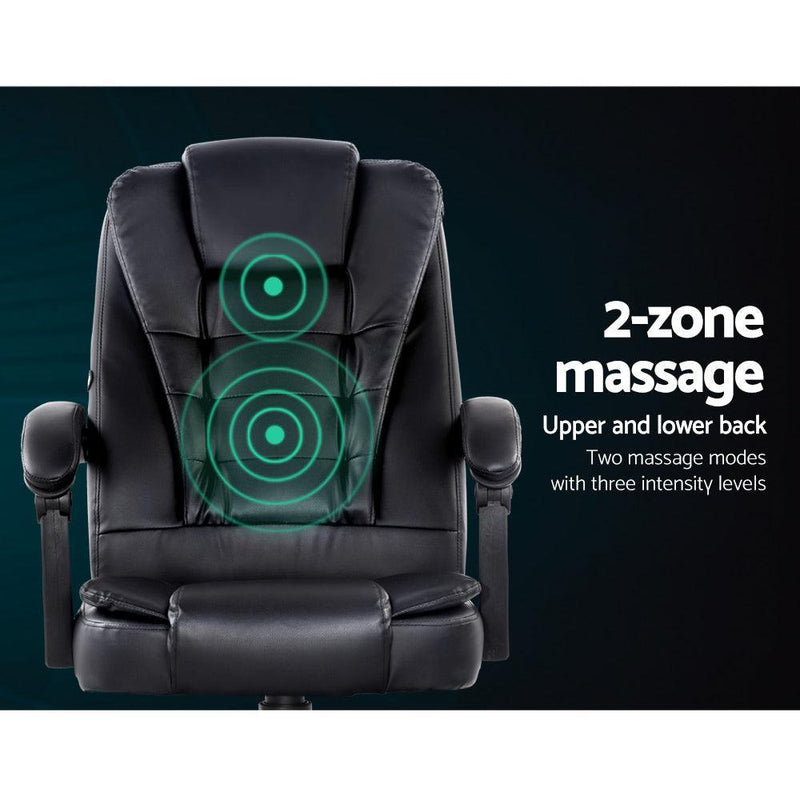 Artiss Electric Massage Office Chairs PU Leather Recliner Computer Gaming Seat Black - John Cootes