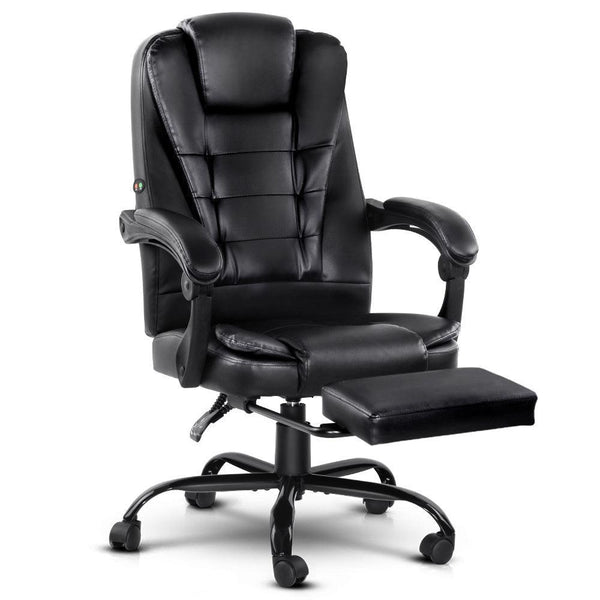 Artiss Electric Massage Office Chairs Recliner Computer Gaming Seat Footrest Black - John Cootes