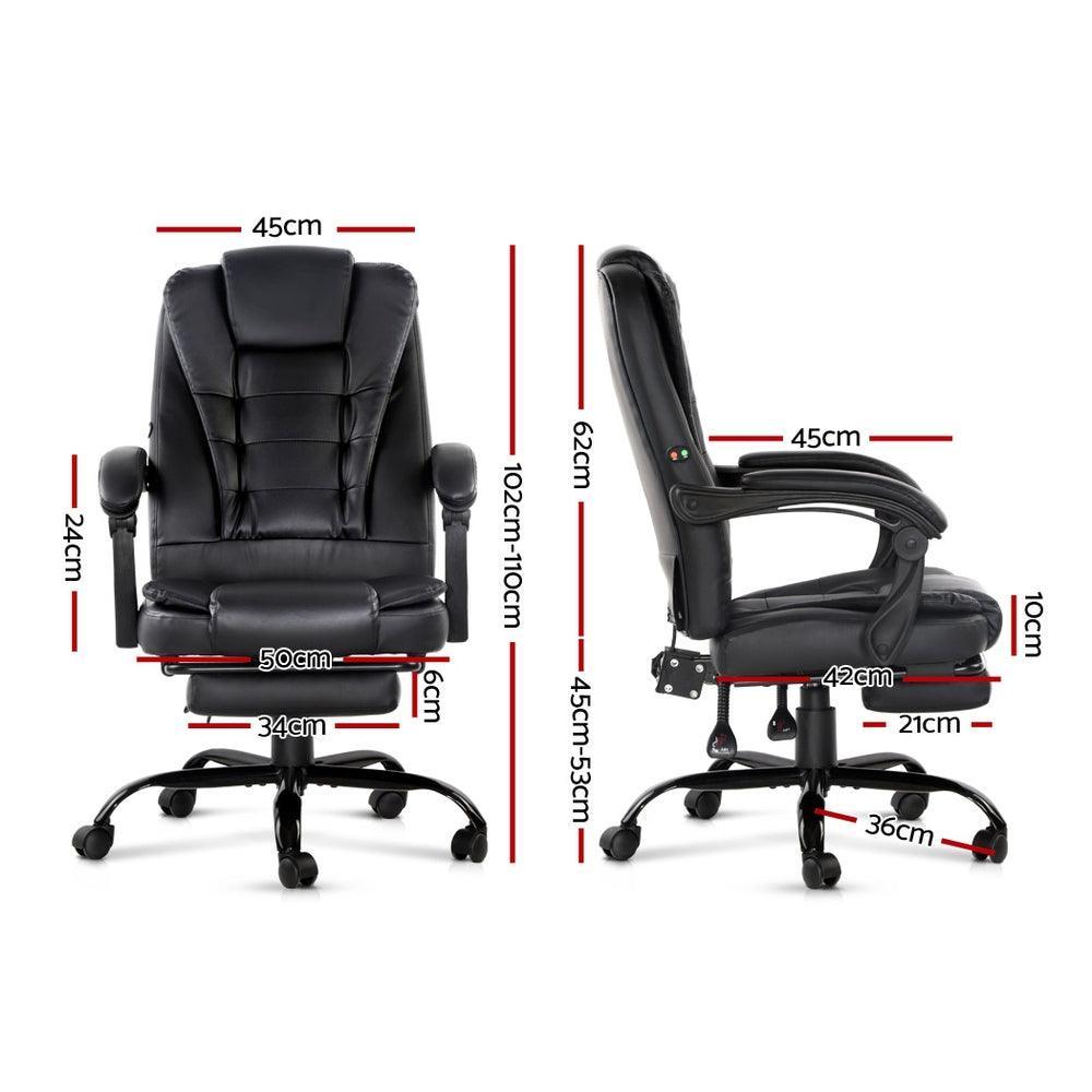 Artiss Electric Massage Office Chairs Recliner Computer Gaming Seat Footrest Black - John Cootes