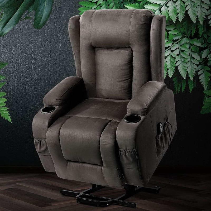 Artiss Electric Recliner Chair Lift Heated Massage Chairs Fabric Lounge Sofa - John Cootes