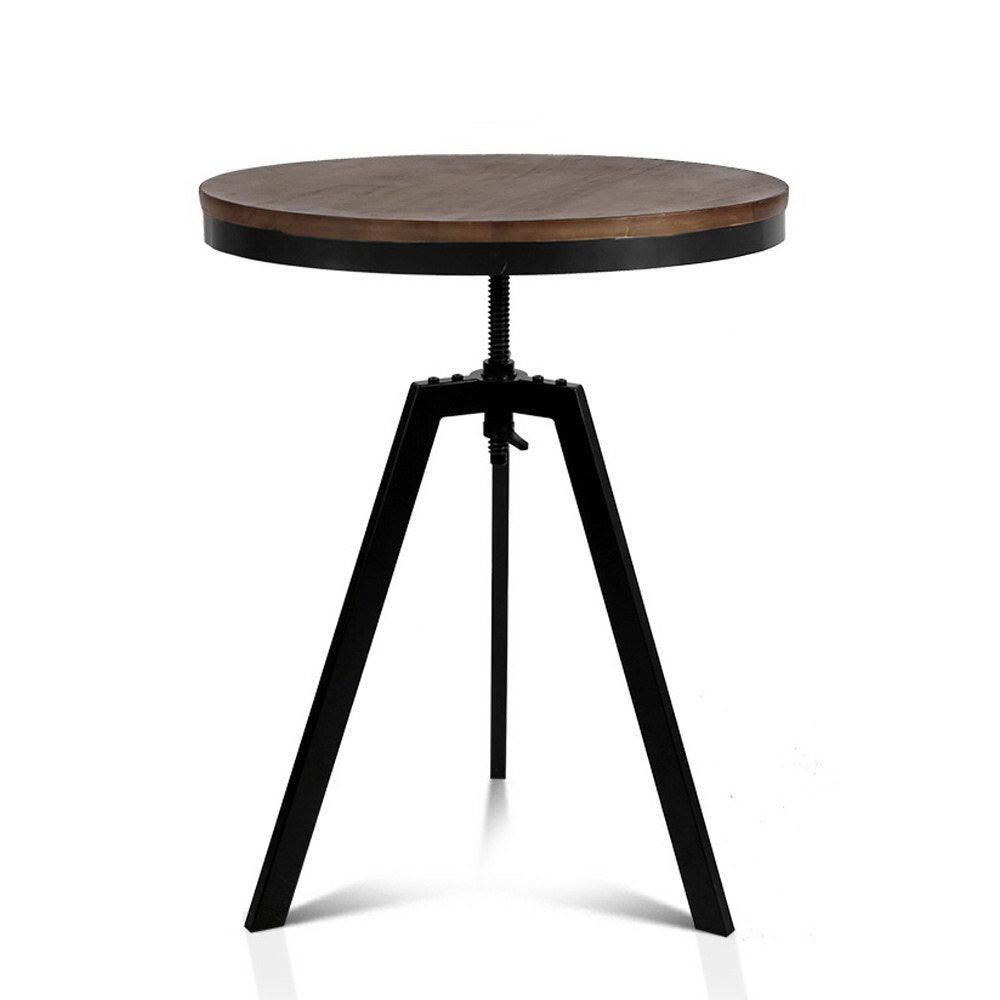 Artiss Elm Wood Round Dining Table - Dark Brown - John Cootes