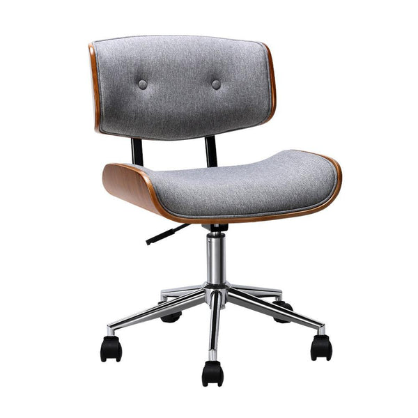 Artiss Executive Wooden Office Chair Fabric Computer Chairs Bentwood Seat Grey - John Cootes