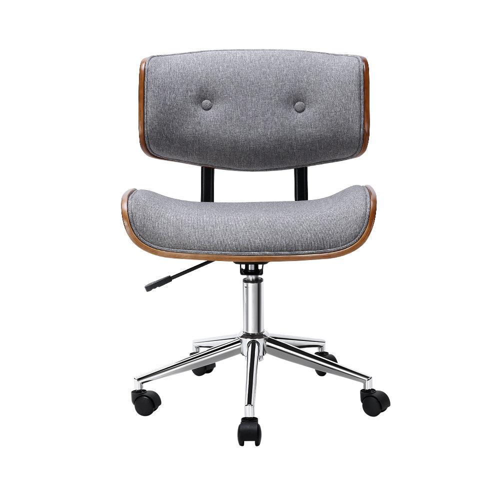 Artiss Executive Wooden Office Chair Fabric Computer Chairs Bentwood Seat Grey - John Cootes