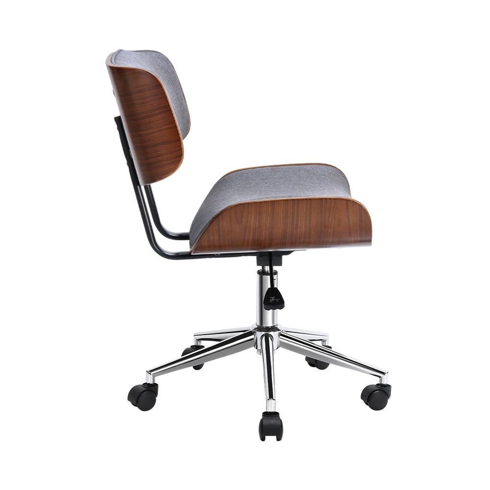 Artiss Executive Wooden Office Chair Fabric Computer Chairs Bentwood Seat Grey - John Cootes