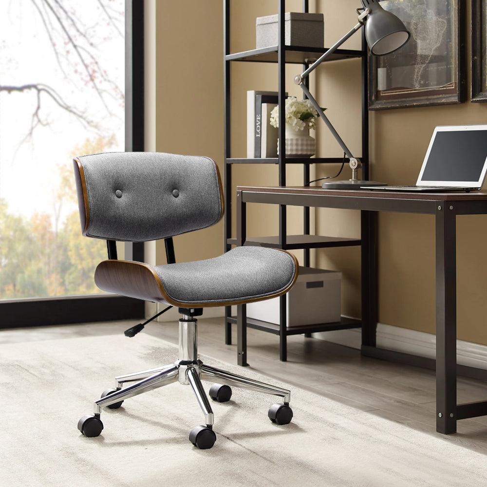 Artiss Executive Wooden Office Chair Fabric Computer Chairs Bentwood Seat Grey - John Cootes