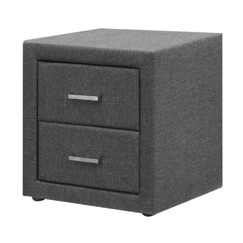 Artiss Fabric Bedside Table - Grey - John Cootes