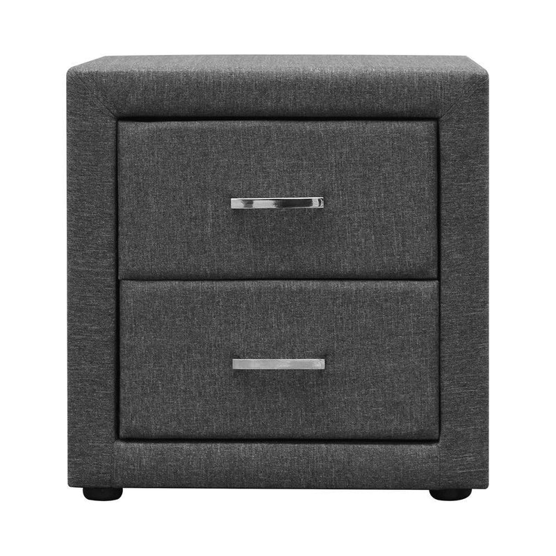 Artiss Fabric Bedside Table - Grey - John Cootes