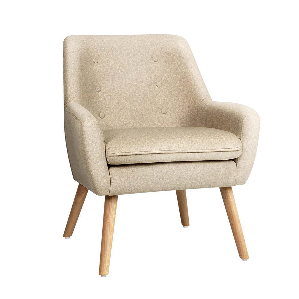 Artiss Fabric Dining Armchair - Beige - John Cootes