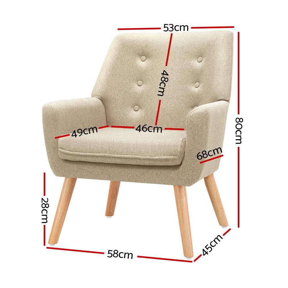 Artiss Fabric Dining Armchair - Beige - John Cootes