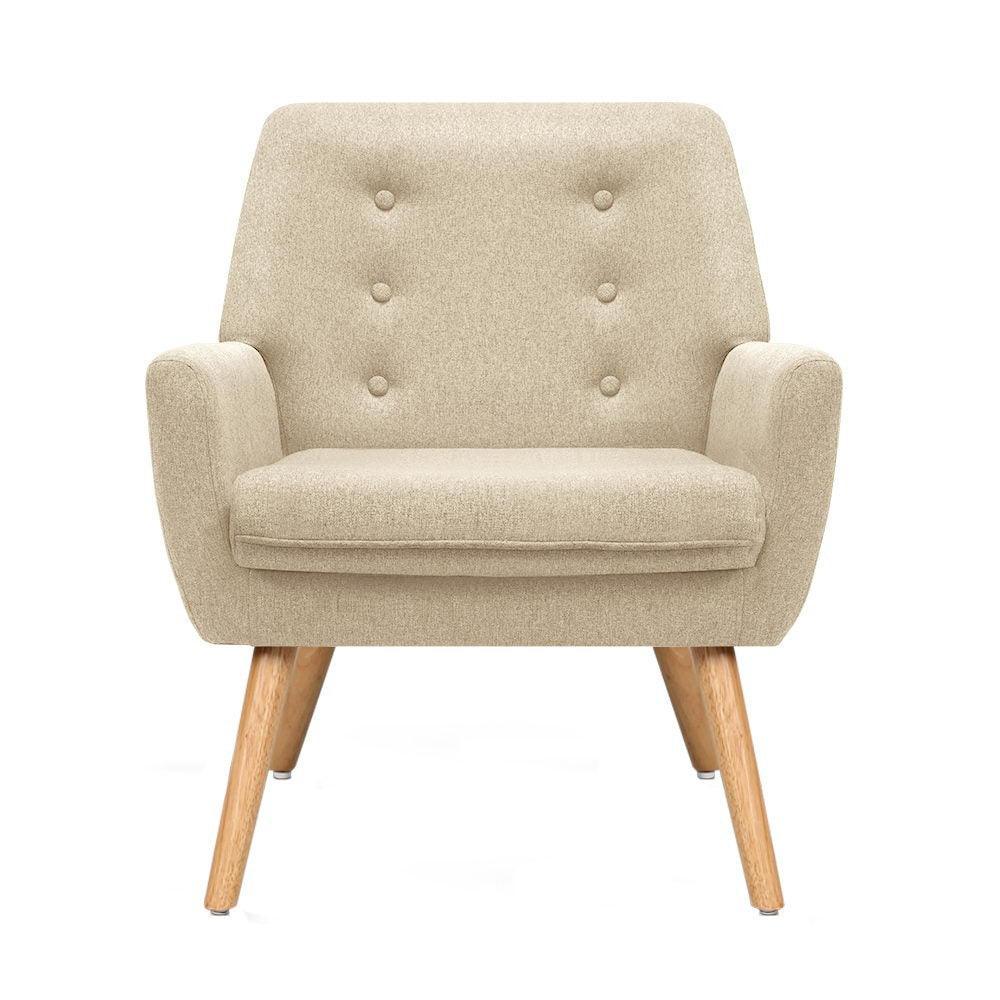 Artiss Fabric Dining Armchair - Beige - John Cootes