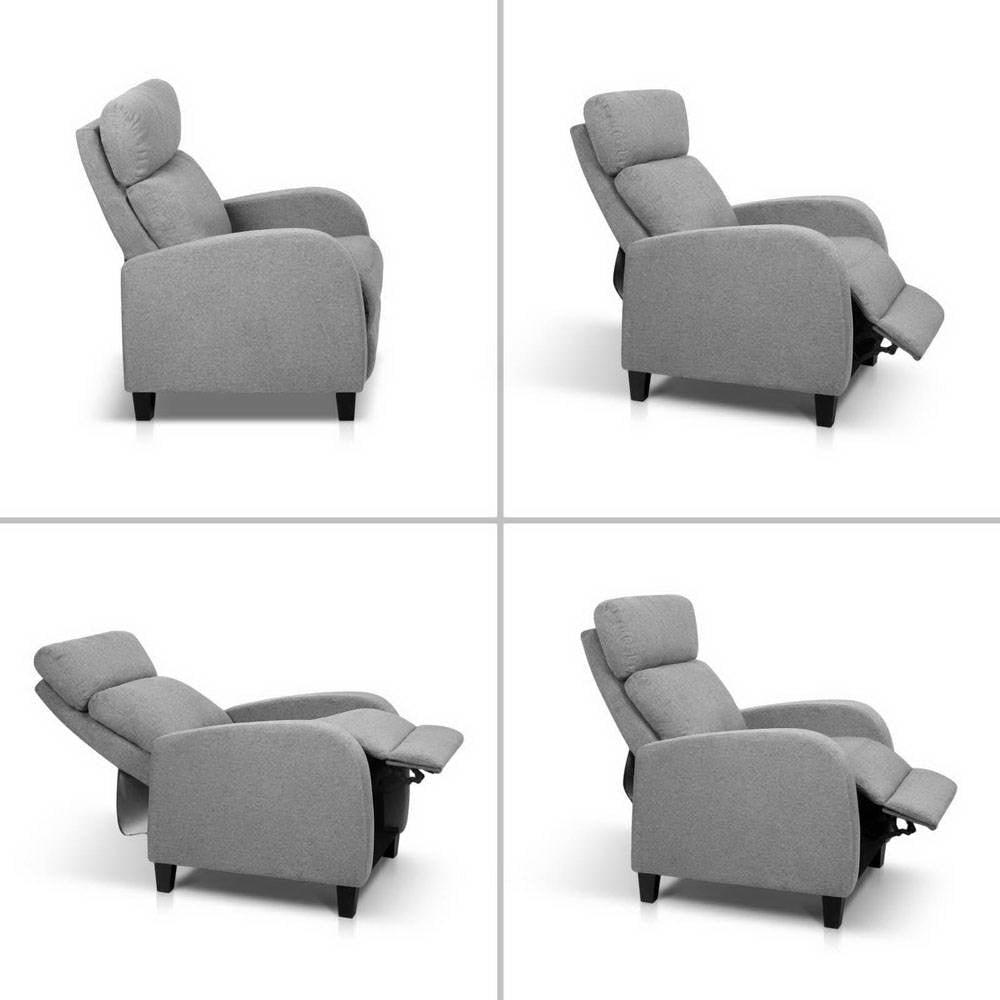 Artiss Fabric Reclining Armchair - Grey - John Cootes