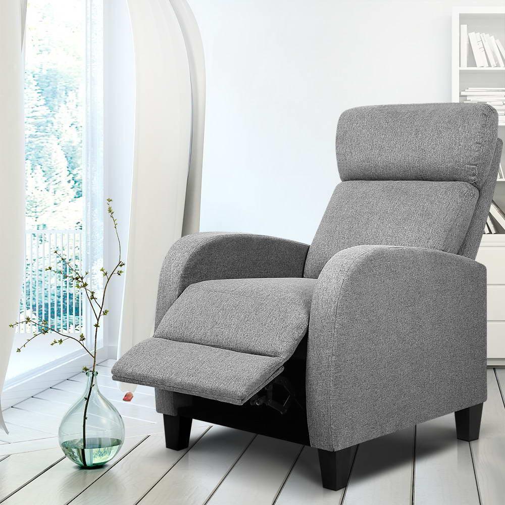 Artiss Fabric Reclining Armchair - Grey - John Cootes