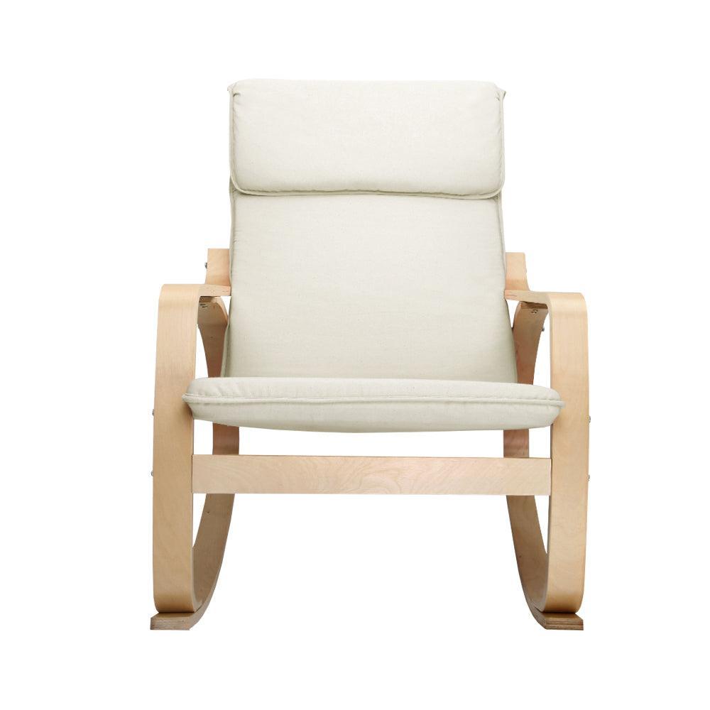 Artiss Fabric Rocking Armchair - Beige - John Cootes