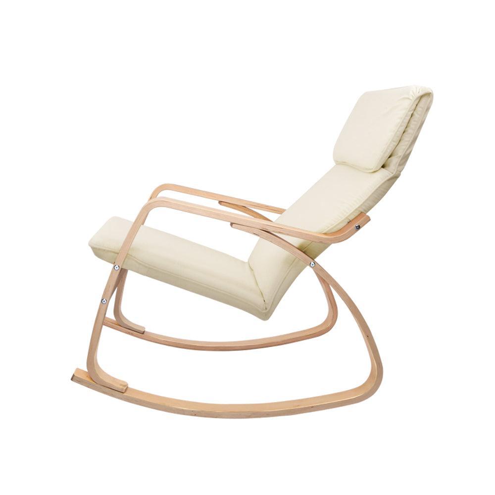 Artiss Fabric Rocking Armchair - Beige - John Cootes