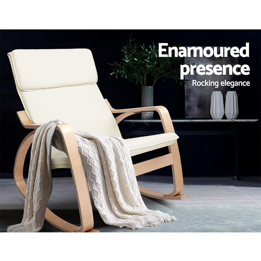 Artiss Fabric Rocking Armchair - Beige - John Cootes