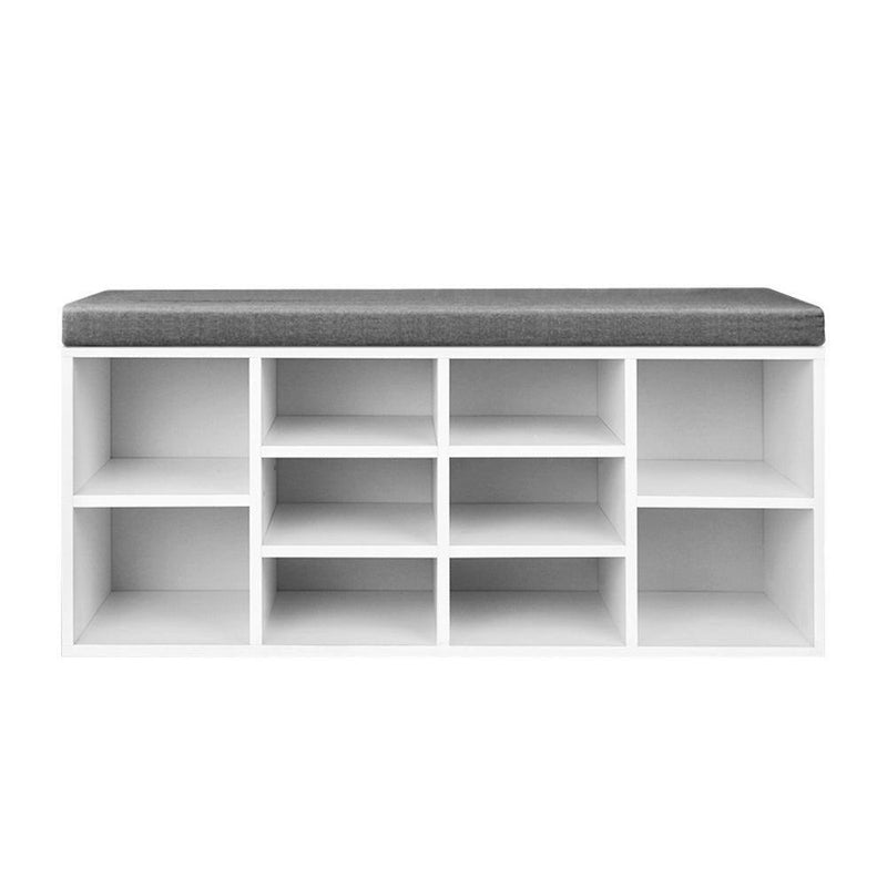 Artiss Fabric Shoe Bench with Storage Cubes - White - John Cootes