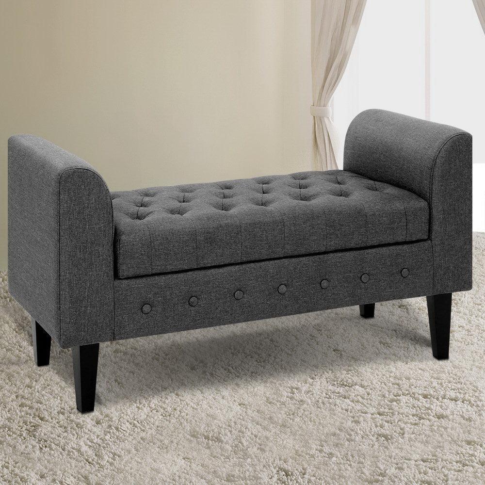 Artiss Fabric Storage Ottoman - Grey - John Cootes