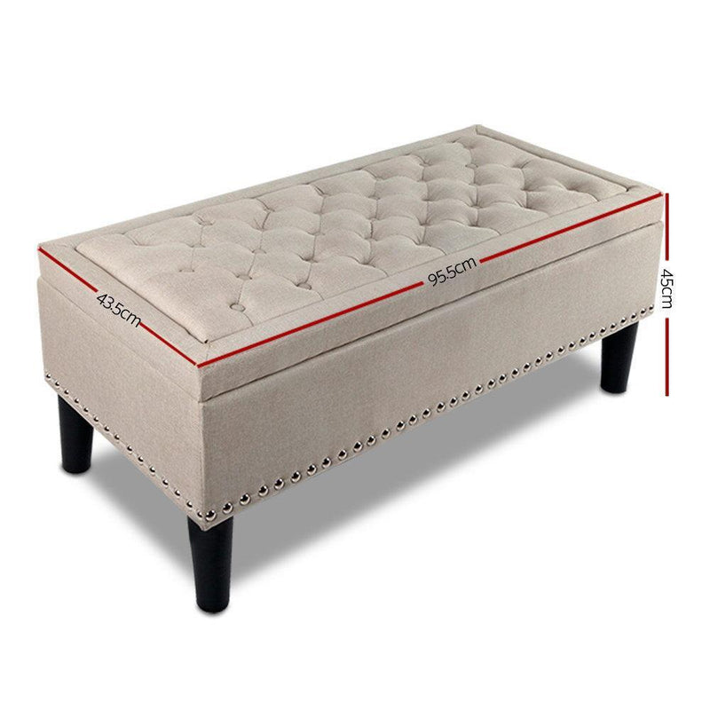 Artiss Fabric Storage Ottoman - Taupe - John Cootes