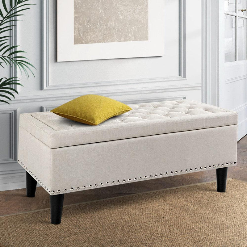 Artiss Fabric Storage Ottoman - Taupe - John Cootes