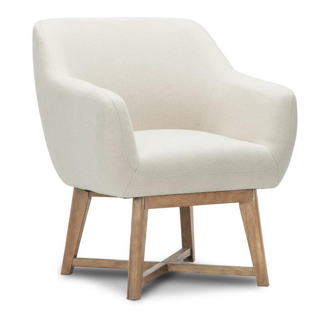 Artiss Fabric Tub Lounge Armchair - Beige - John Cootes