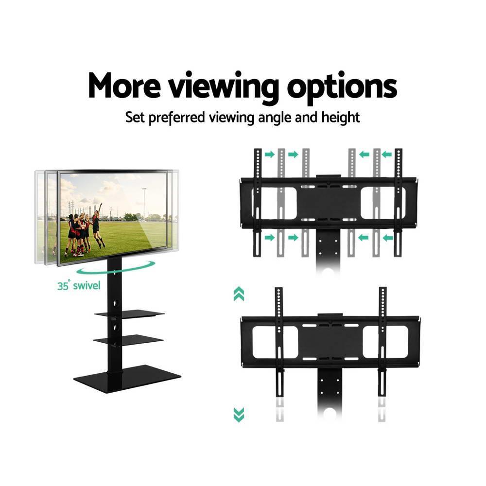 Artiss Floor TV Stand Bracket Mount Swivel Height Adjustable 32 to 70 Inch Black - John Cootes