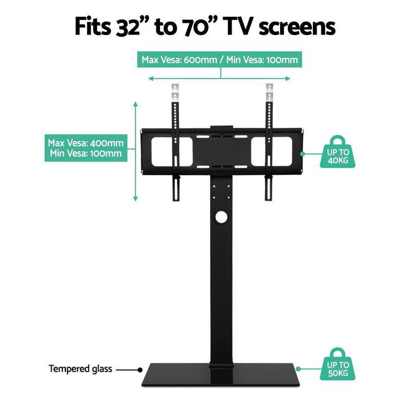 Artiss Floor TV Stand Brakcket Mount Swivel Height Adjustable 32 to 70 Inch Black - John Cootes