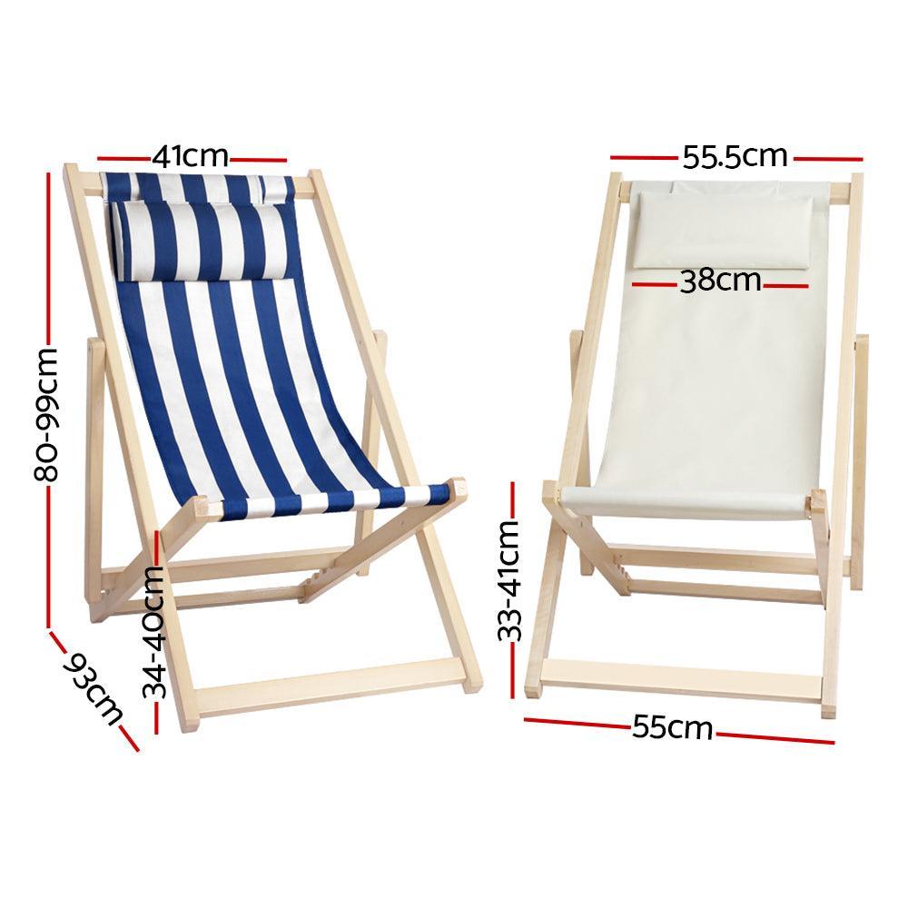 Artiss Fodable Beach Sling Chair - Blue & White - John Cootes