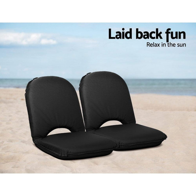 Artiss Foldable Beach Sun Picnic Seat - Black - John Cootes