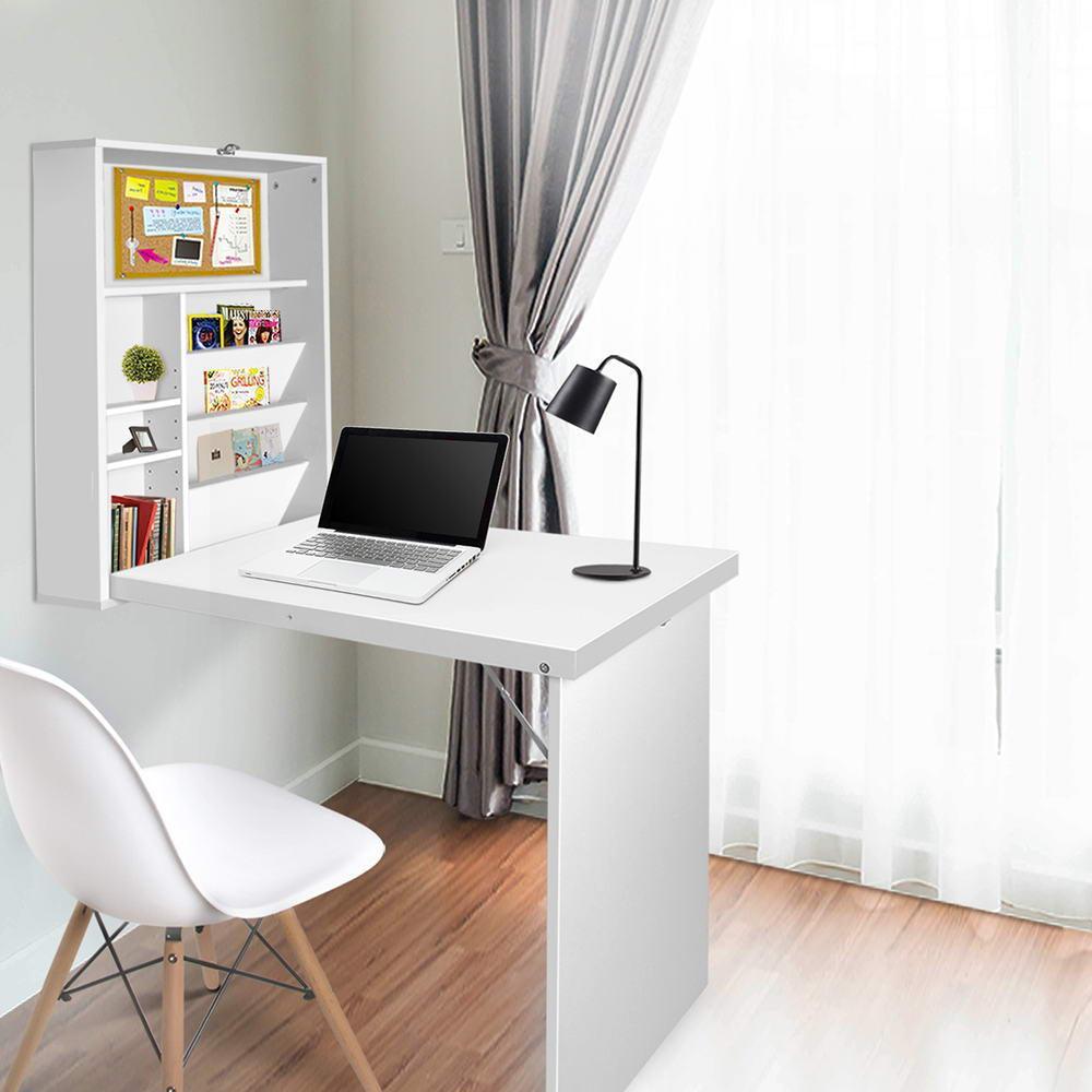 Artiss Foldable Desk with Bookshelf - White - John Cootes