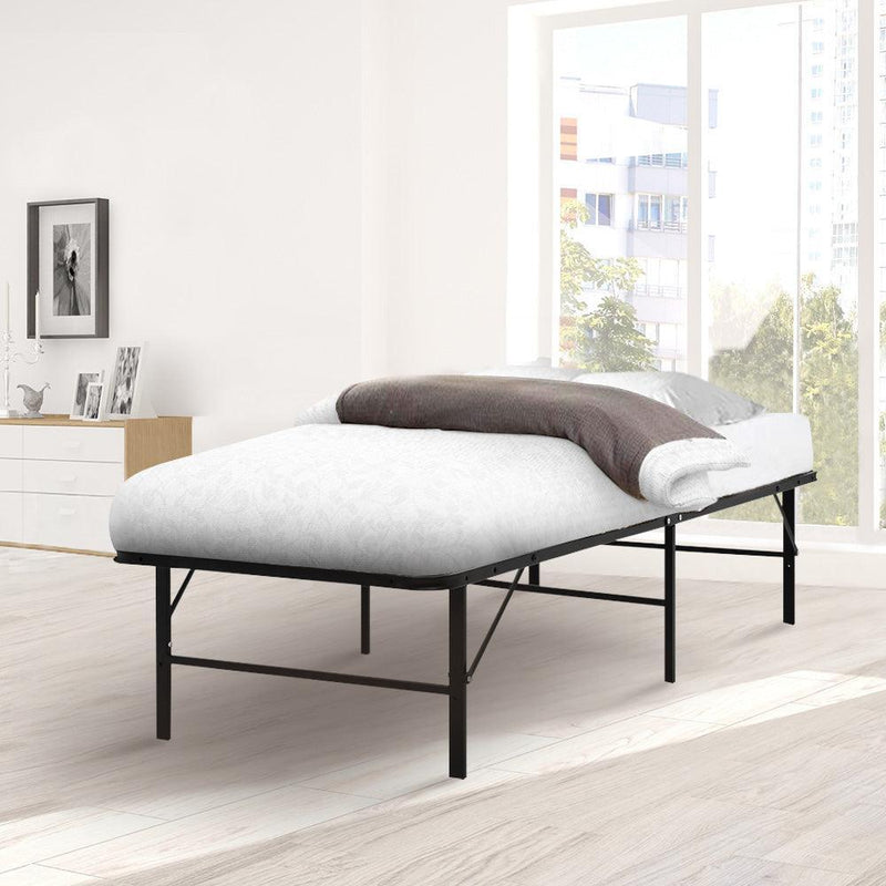 Artiss Folding Bed Frame Metal Bed Base King Single Size Portable Black - John Cootes