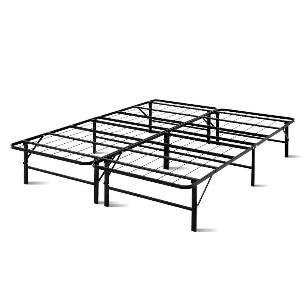 Artiss Folding Queen Metal Bed Frame - Black - John Cootes