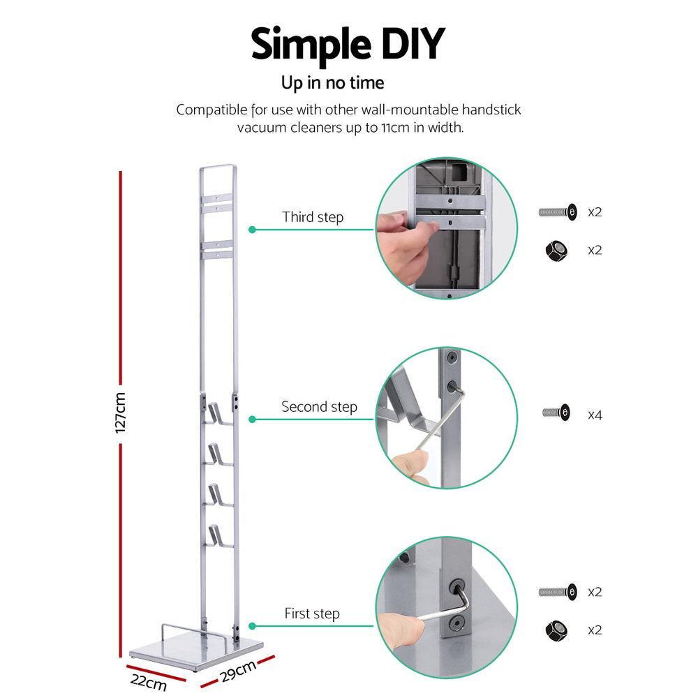 Artiss Freestanding Vacuum Stand Rack For Dyson Handheld Cleaner V6 V7 V8 V10 V11 Silver - John Cootes