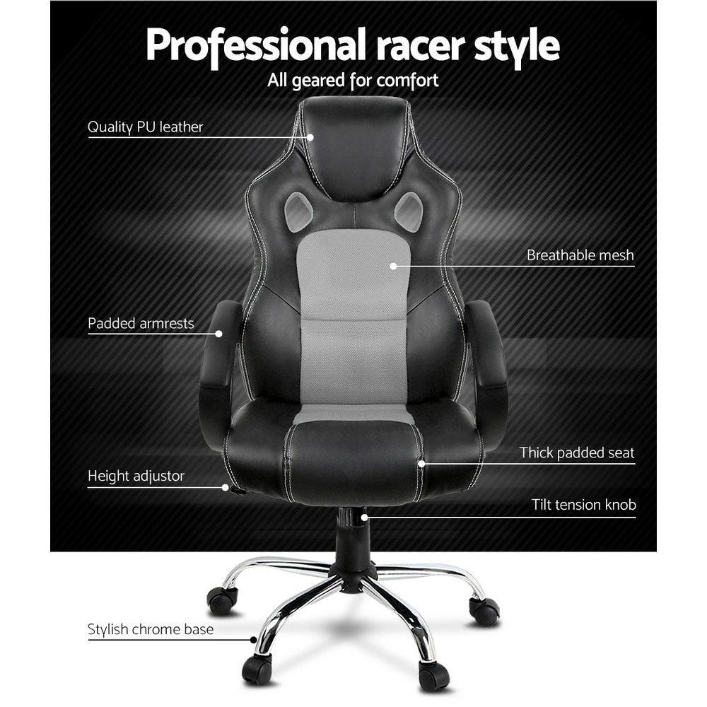 Artiss Gaming Chair Computer Office Chairs Grey & Black - John Cootes