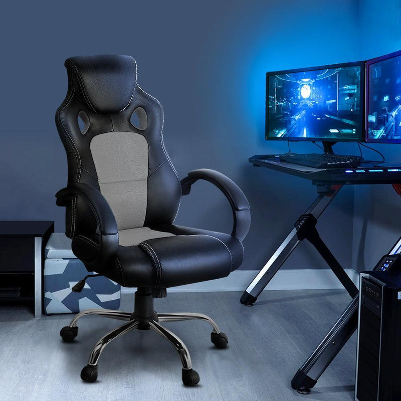 Artiss Gaming Chair Computer Office Chairs Grey & Black - John Cootes