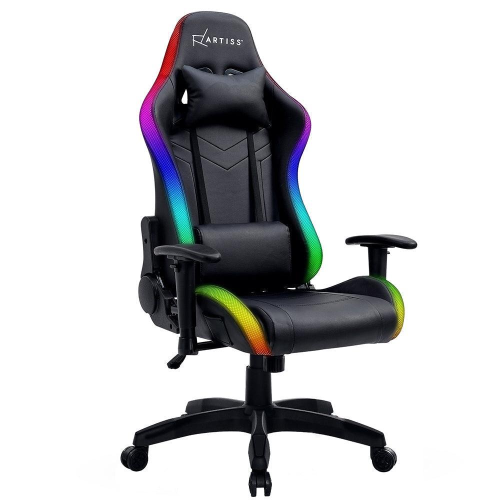 Artiss Gaming Office Chair RGB LED Lights Computer Desk Chair Home Work Chairs - John Cootes