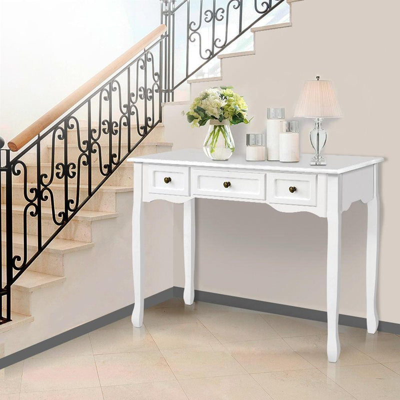 Artiss Hall Console Table Hallway Side Dressing Entry Wooden French Drawer White - John Cootes