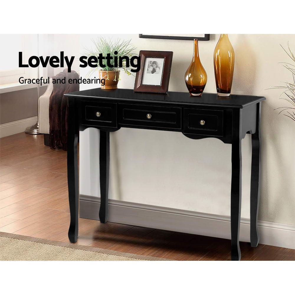 Artiss Hallway Console Table Hall Side Dressing Entry Display 3 Drawers Black - John Cootes