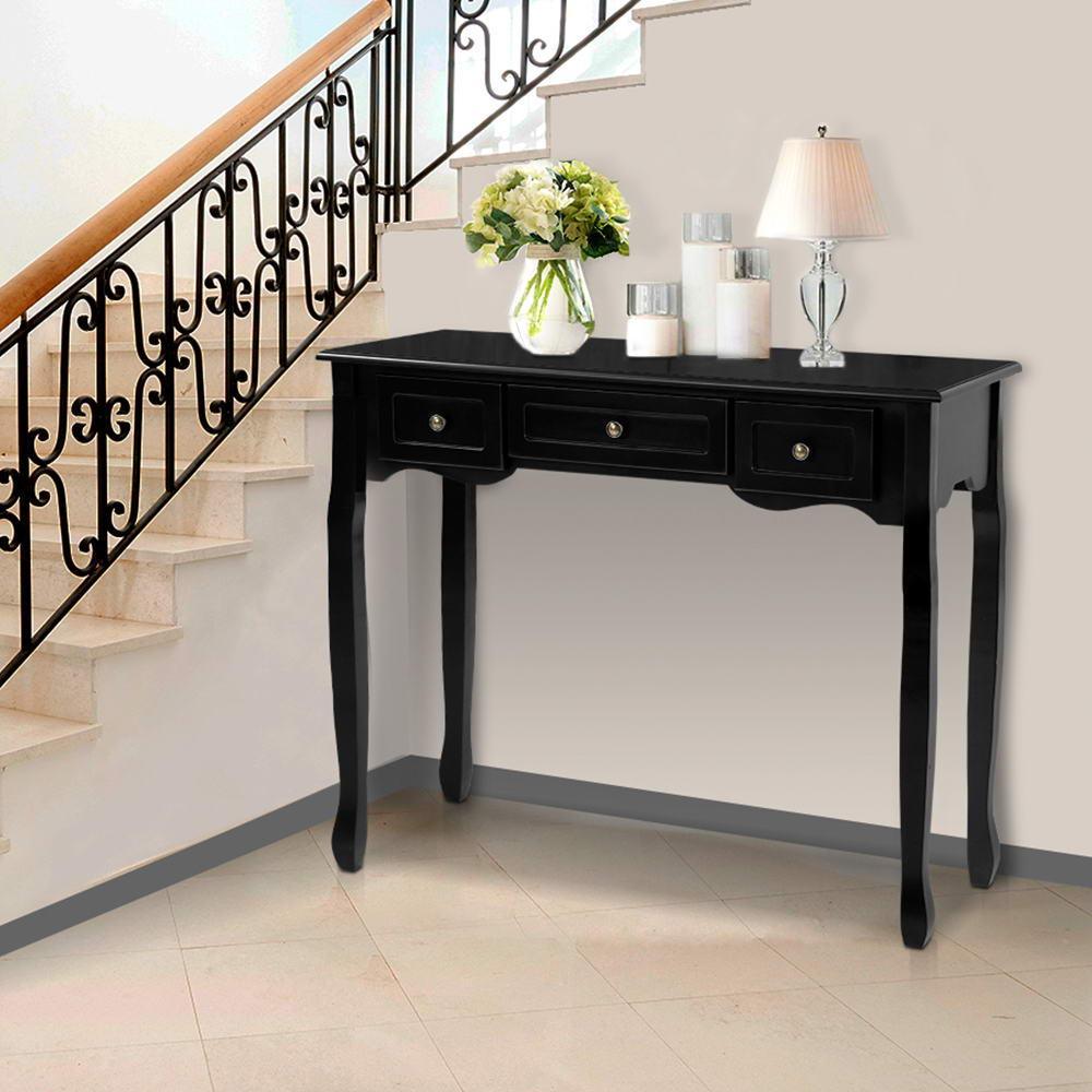 Artiss Hallway Console Table Hall Side Dressing Entry Display 3 Drawers Black - John Cootes