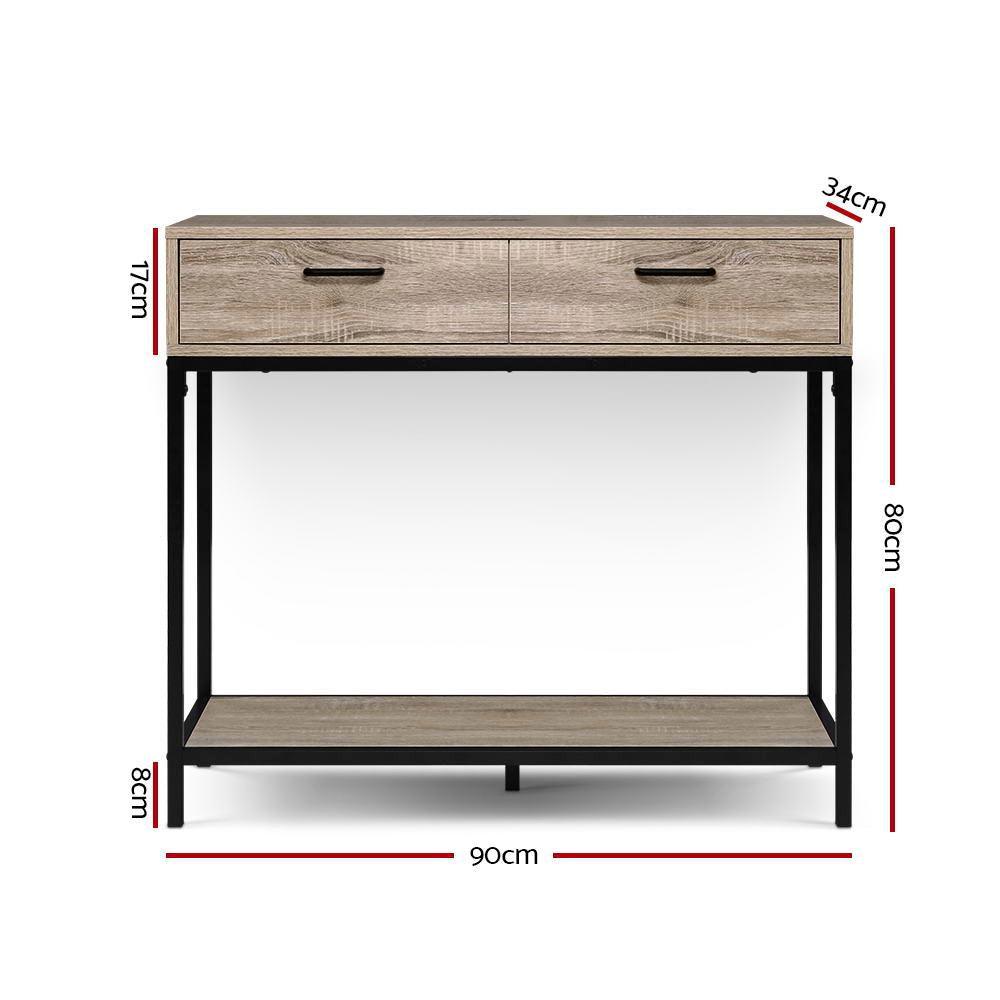 Artiss Hallway Console Table Hall Side Entry Display Desk Drawer Storage Oak - John Cootes