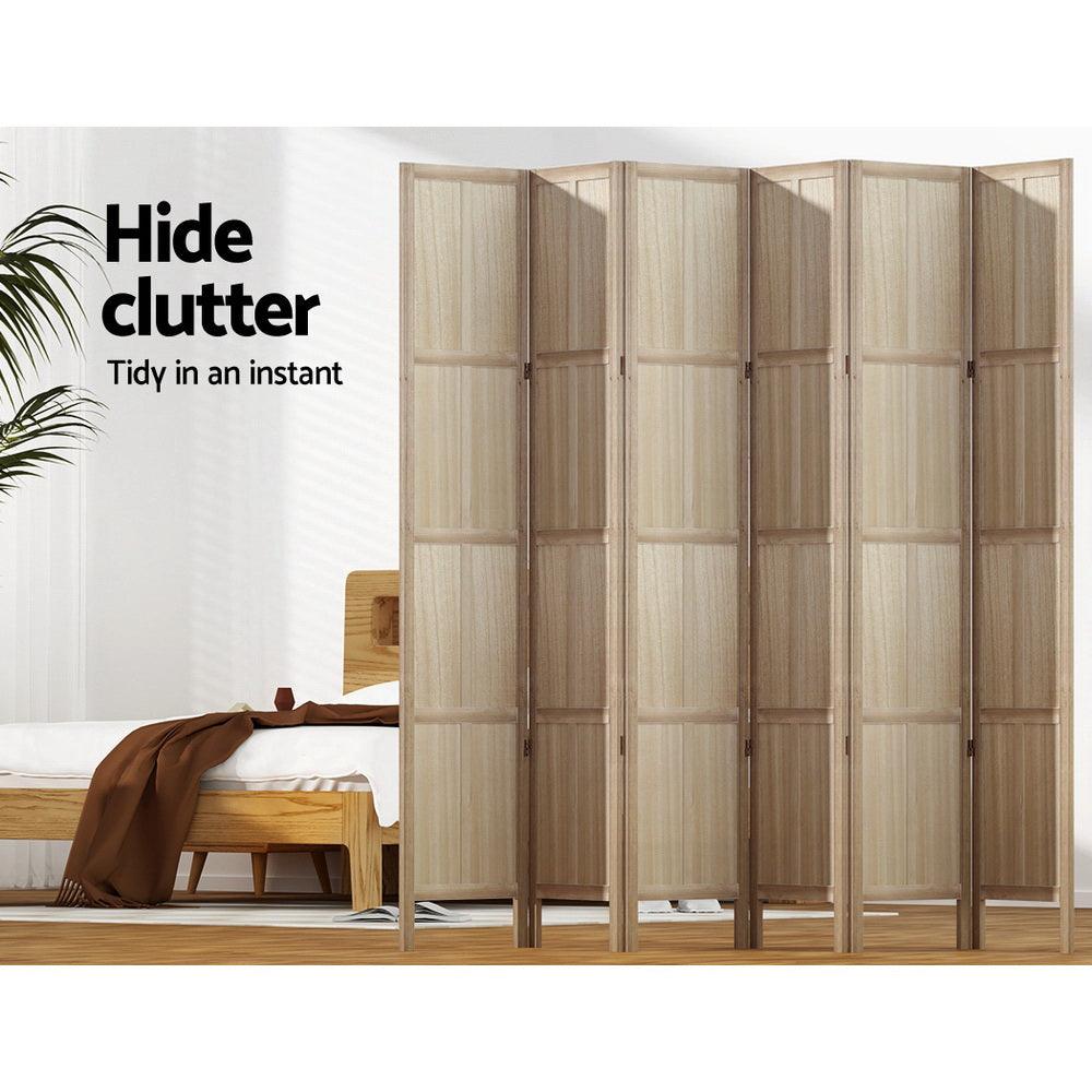 Artiss Jade Room Divider Screen Privacy Wood Dividers Stand 6 Panel Brown - John Cootes